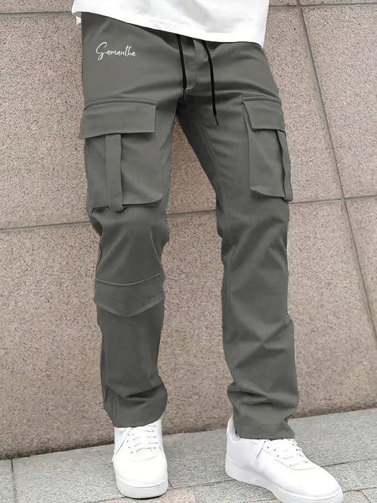 Herren Cargo-Hose mit vielseitigen funktionalen Taschen und elastischem Bund Hedi-Mode