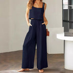 Damen Lässiger Jumpsuit mit weiten Beinen und praktischen Taschen R&B