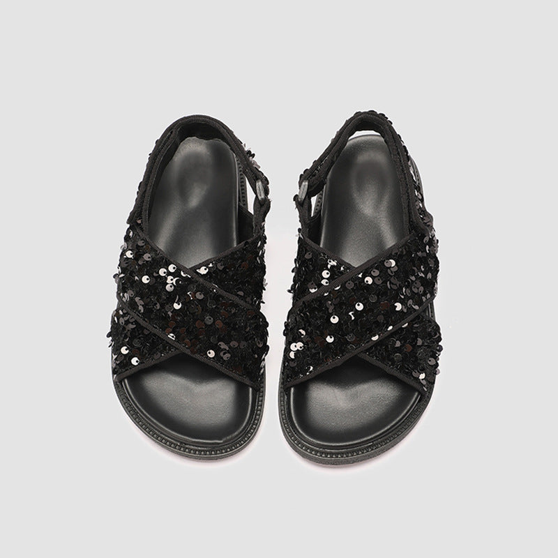 Damen Glitzernde Sandalen mit hochwertigem Riemendesign R&B