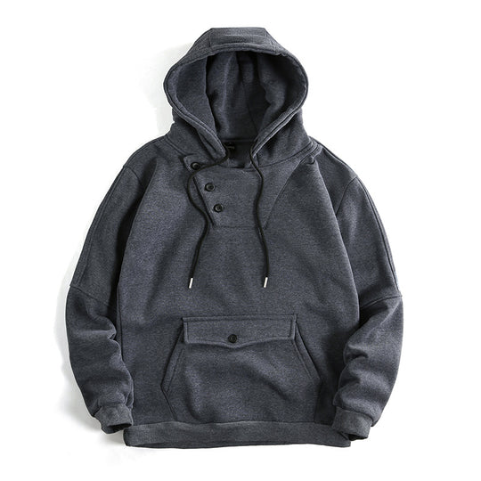 Herren lässiger Kapuzenpullover mit Knopfdetails und praktischen Taschen R&B