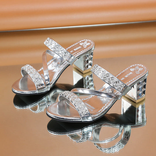 Damen Glamouröse Plateau-Pantoletten mit Strassverzierung R&B