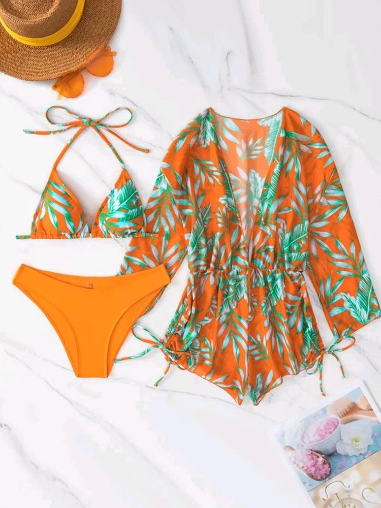Damen Wendbare Strandmode mit floralem Kimono und Bikini R&B