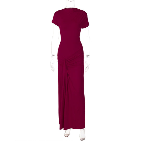 Damen Elegantes Maxikleid mit Drapierung und asymmetrischem Saum R&B