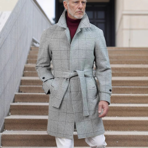 Herren klassischer karierter Wollmantel R&B