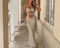 Damen gehäkeltes Cut-Out Maxikleid
