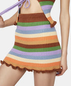Damen figurbetontes Crop-Top mit modischen Streifen und Rüschendetails R&B