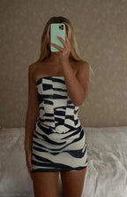 Damen Mini-Kleid mit strukturiertem ZR&Bra-Muster und schmalem Schnitt R&B