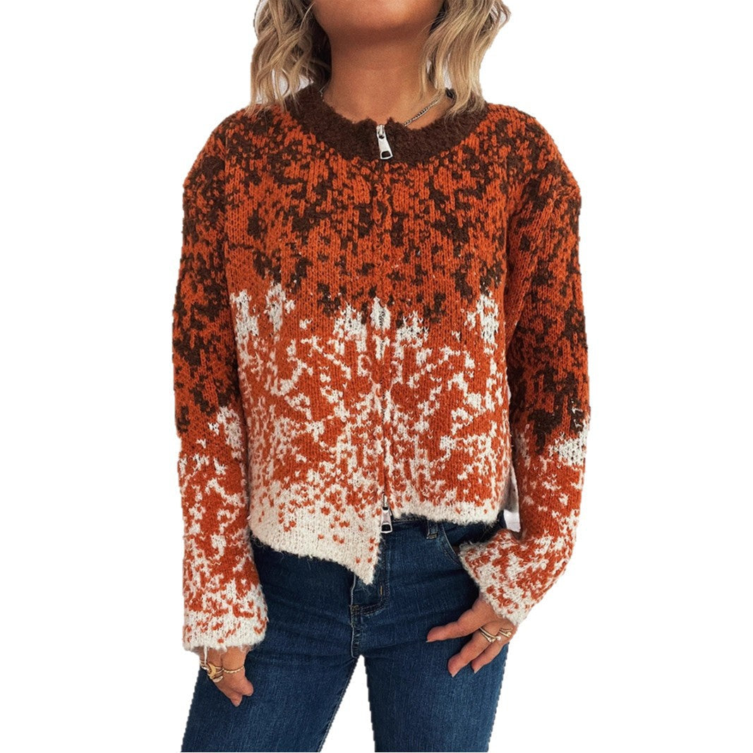 Damen Grob gestrickte Jacke im modernen Farbverlauf R&B