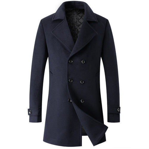 Herren stilvoller und eleganter Übercoat mit doppelter Knopfreihe R&B