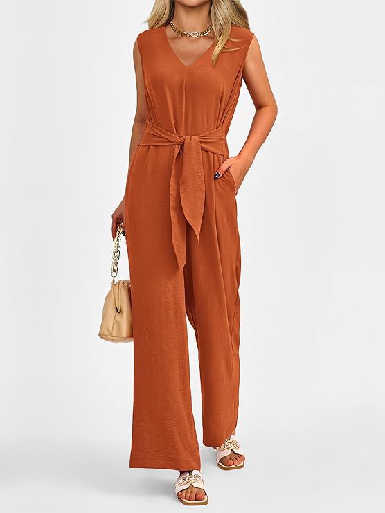Damen eleganter Jumpsuit mit tailliertem Schnitt und weitem Bein R&B