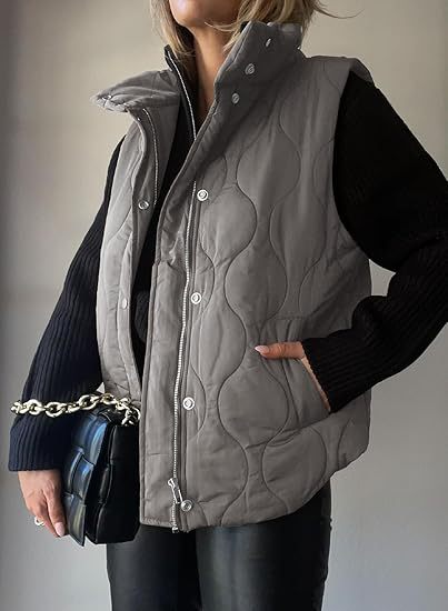 Gesteppte Weste Damen mit Kapuze und Reißverschluss
