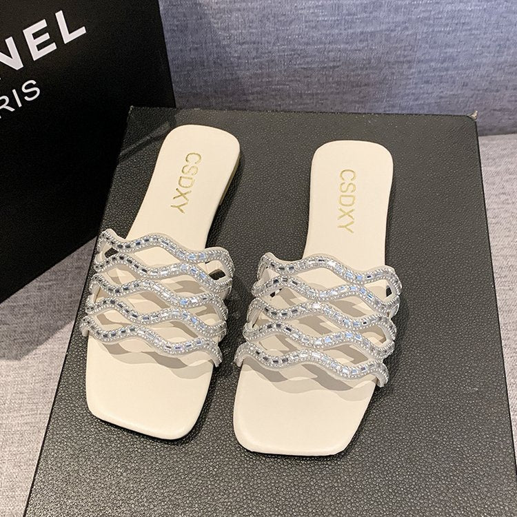 Damen Glamouröse Sandalen mit geschwungenem Rhinestone-Akzent R&B