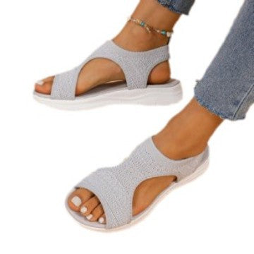 Damen ergonomische Freizeit-Sandalen mit elastischem Obermaterial und gepolstertem Fußbett R&B