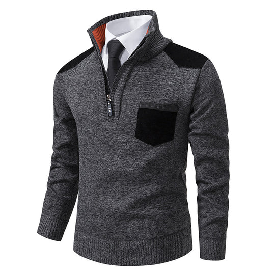 Herren lässiger Pullover mit halbem Reißverschluss und modernem Kragen R&B
