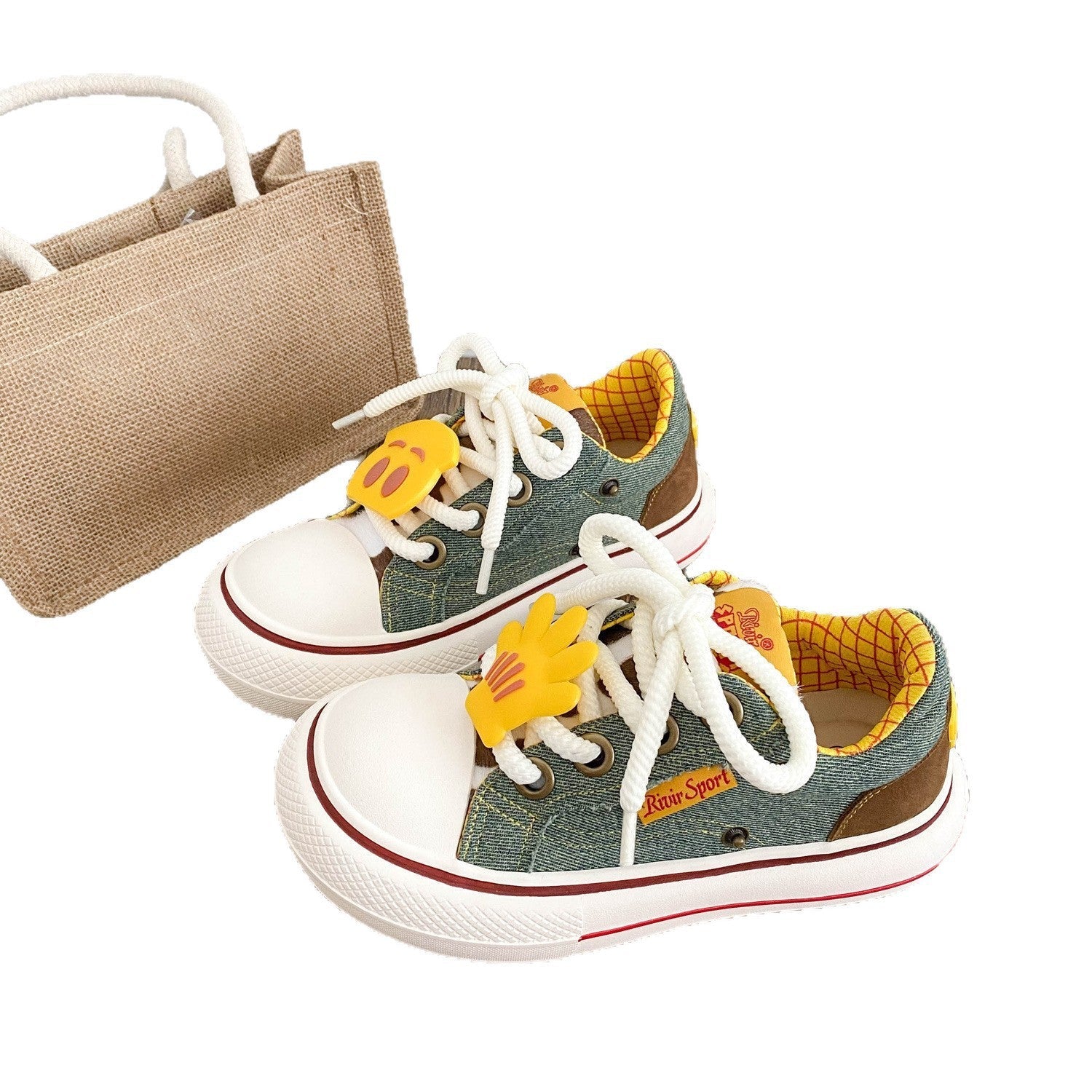 Damen Sportliche Sneaker mit buntem Denim-Obermaterial und praktischen Schnürdetails R&B
