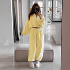 Damen nan oversized Kapuzenjacke mit durchgehendem Reißverschluss und Highwaist Gummibund-Jogginghose Set R&B