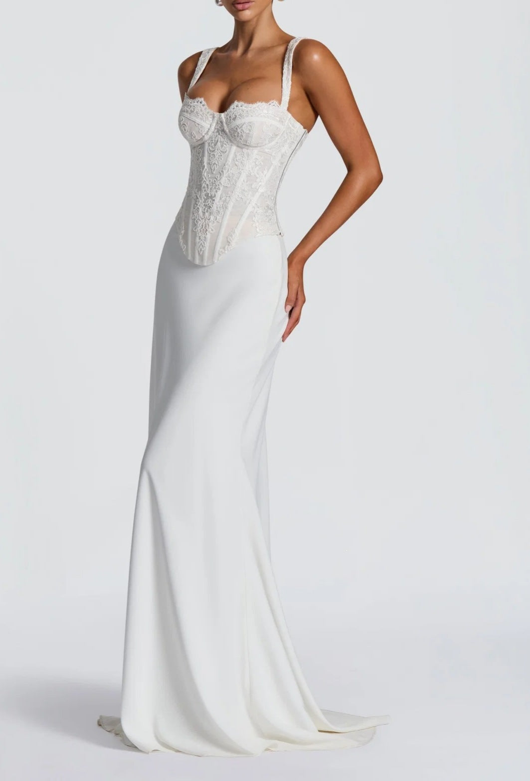 Damen Elegantes Hochzeitskleid mit Korsett-Detail R&B