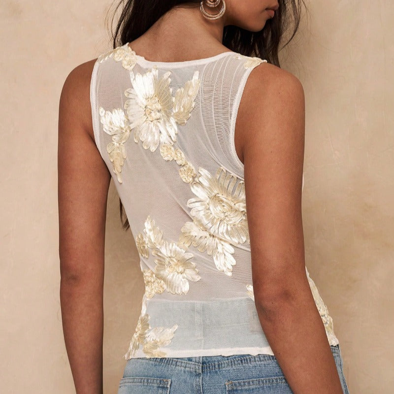 Damen ärmelloses Top mit floralem Design R&B