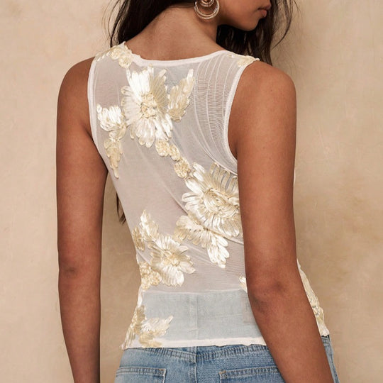 Damen ärmelloses Top mit floralem Design R&B