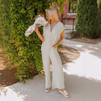 Damen Weitgeschnittener Jumpsuit mit Knopfleiste und Taschen R&B