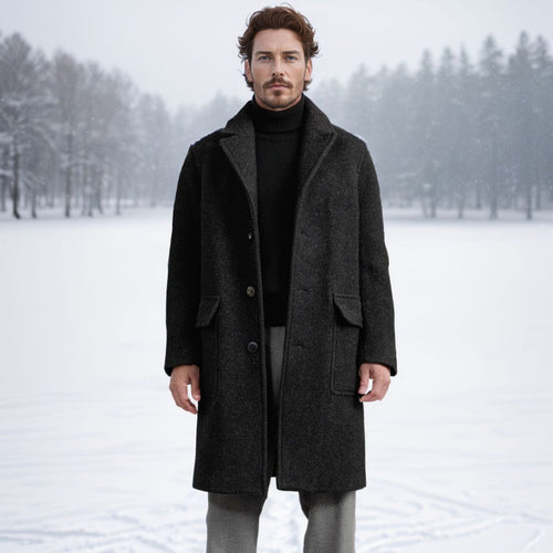 Herren eleganter und wärmer Wintermantel mit doppelter Knopfleiste und praktischen Taschen R&B