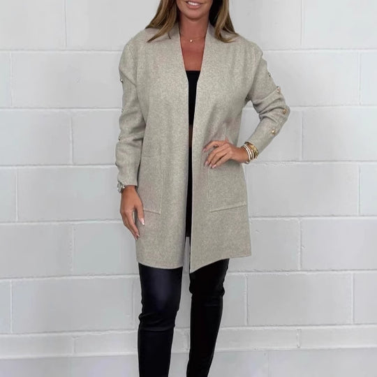 Damen Elegante Strickjacke mit Knopfdetails und Taschen R&B