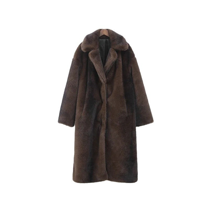Damen Eleganter Kunstpelzmantel mit weichem Innenfutter R&B