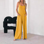 Damen Luftiger Jumpsuit mit Taschen und Spaghettiträgern R&B
