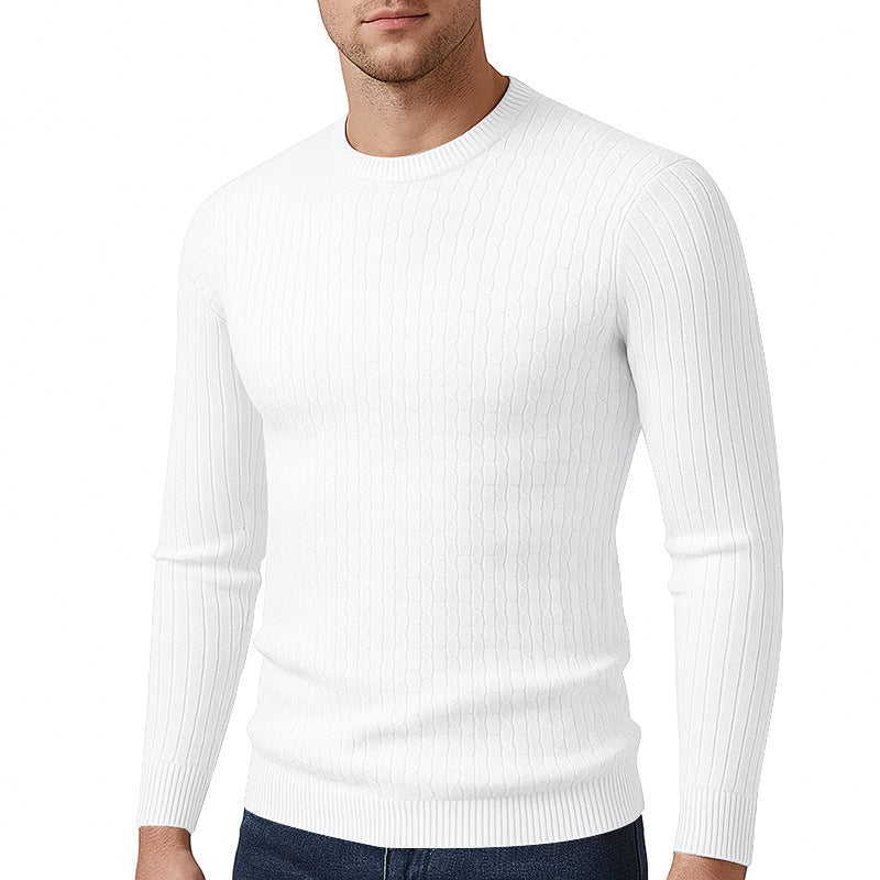 Herren modischer Strickpullover mit feinem Zopfmuster R&B