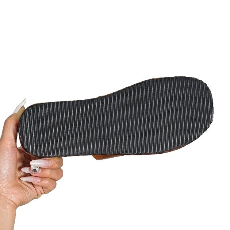 Damen Plateau-Sandalen mit Leopardenmuster und modernem Riemendesign R&B