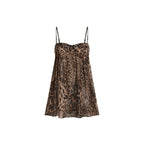 Damen Verspielt transparentes Spaghettiträgershirt mit Leopardenmuster R&B