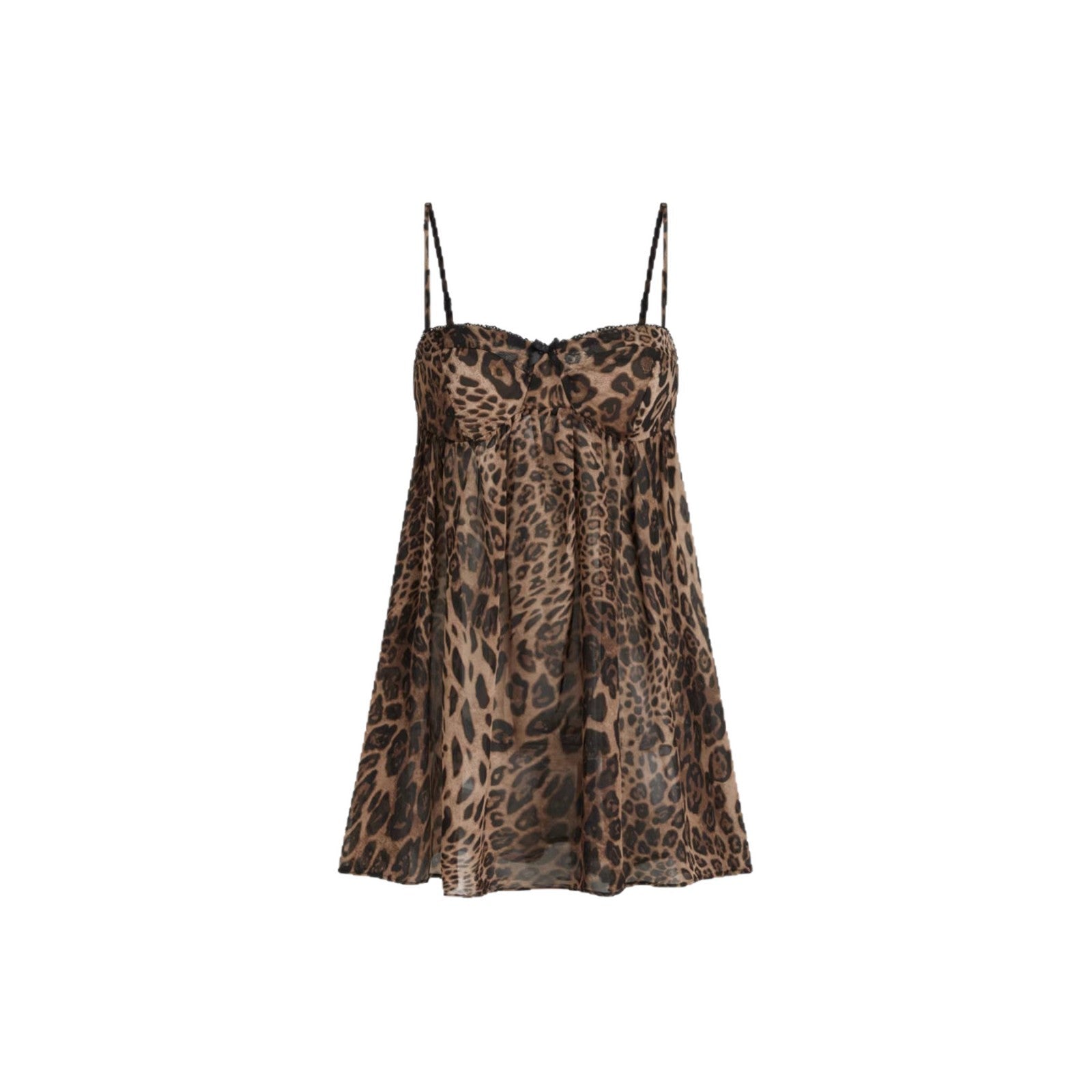 Damen Verspielt transparentes Spaghettiträgershirt mit Leopardenmuster R&B