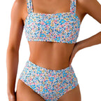 R&B | Damen Hoch Tailliertes Bikini-Set mit Floralen Mustern und Breiten Trägern