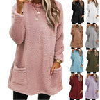 Damen kuscheliger Oversized-Pullover mit Taschen R&B