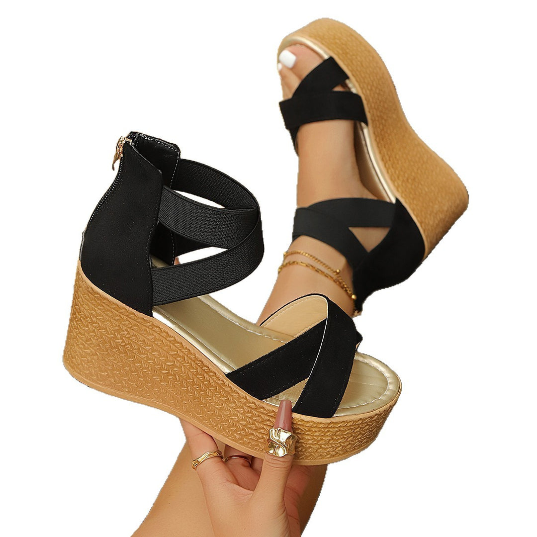 Damen Wedge-Sandalen mit eleganten Kreuzriemen und komfortabel gepolsterter Sohle R&B