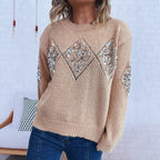 Damen Strickpullover mit glitzernden Applikationen R&B