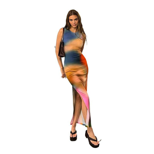 Damen Maxikleid im modernen Farbverlauf mit figurbetonter Passform R&B