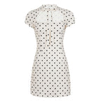 Damen Polka-Dots Minikleid mit R&Brnem Kragen und verspieltem Schleifendetail R&B