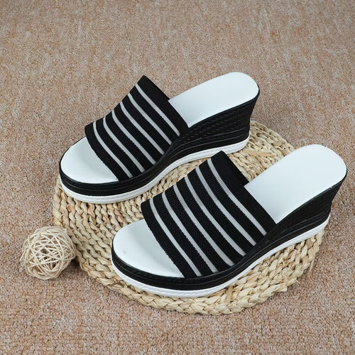 Damen modische Wedge-Pantoletten mit strukturiertem Obermaterial und atmungsaktivem Design R&B