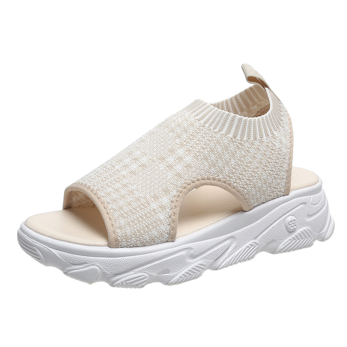 Damen Bequeme Plateau-Sandalen mit ergonomischem Riemendesign und atmungsaktiver Strickoberfläche R&B