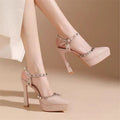 Damen elegante Plateau-Pumps mit Schmuckdetails R&B