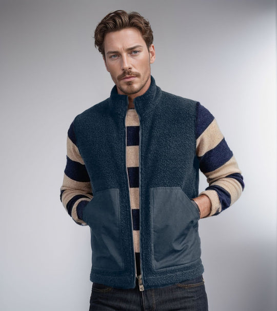 Herren modische Fleecejacke mit strukturiertem Kragen und praktischen Taschen R&B