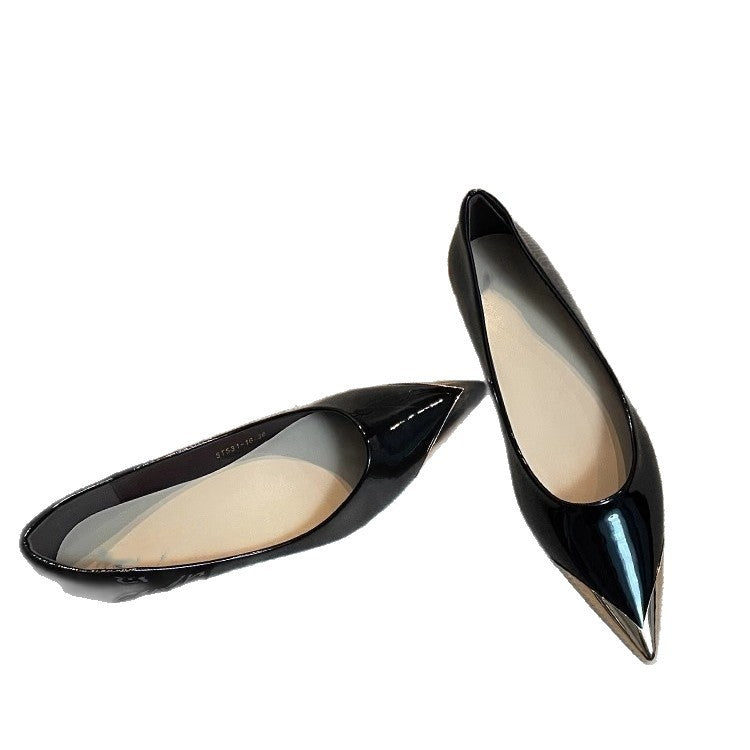Damen spitze Ballerinas mit glänzendem Obermaterial und feinem Akzent R&B