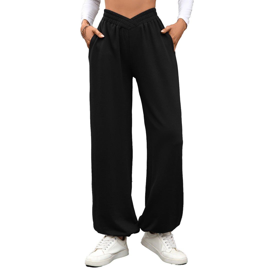 Damen bequeme Palazzo-Hose mit elastischem Bund und Seitentaschen R&B