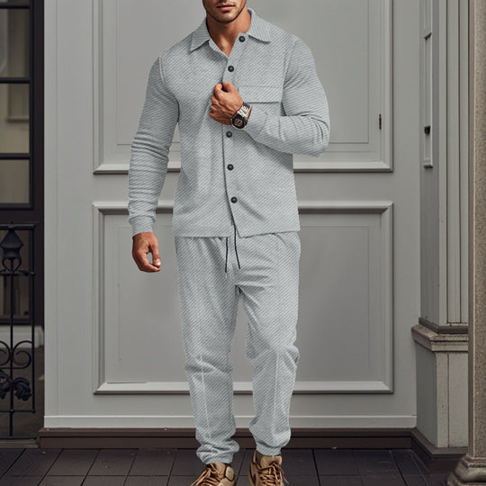 Herren lässiger Freizeitanzug mit feiner Struktur und praktischen Taschen R&B