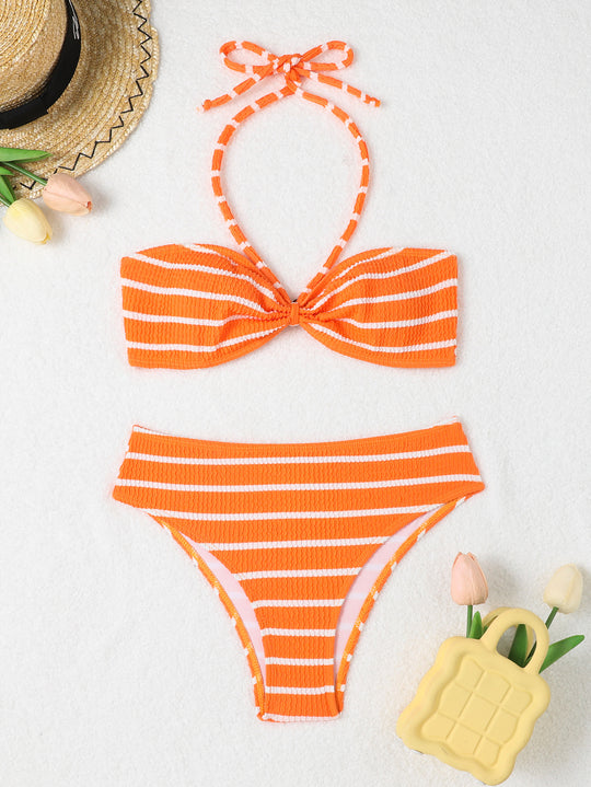 Damen Bandeau Bikini mit raffiniertem Knoten R&B