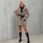Damen Eleganter Kunstfellmantel mit Taillengürtel R&B