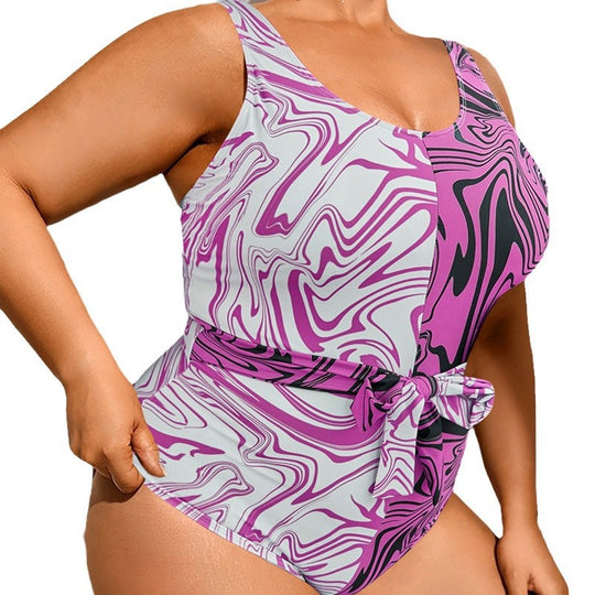 Damen einteiliger Badeanzug mit elegantem Wickel-Design R&B