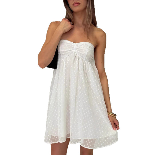 Damen Sommerliches Bandeau-Kleid mit zarten Punkten und luftiger Silhouette R&B