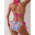 Damen Triangel-Bikini mit bindbaren Trägern und lR&Bhaftem Muster R&B